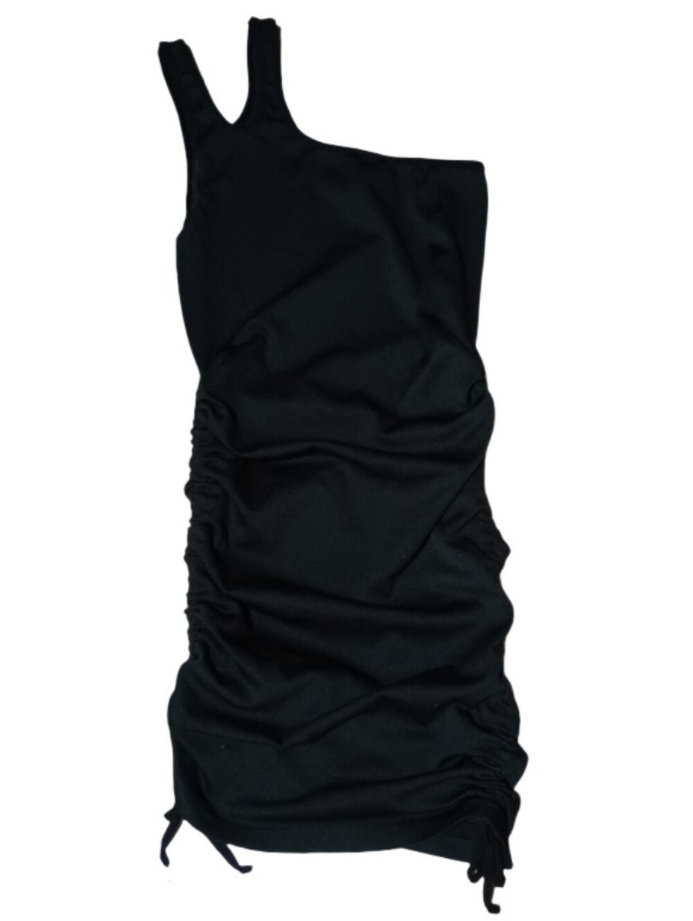 Fashion Jera Collection Black One Shoulder Ruched Bodycon Mini Dress Women's Sma
